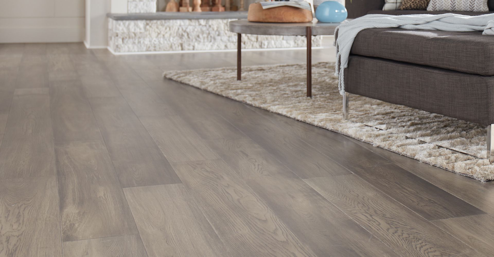 A living room in grey tones.